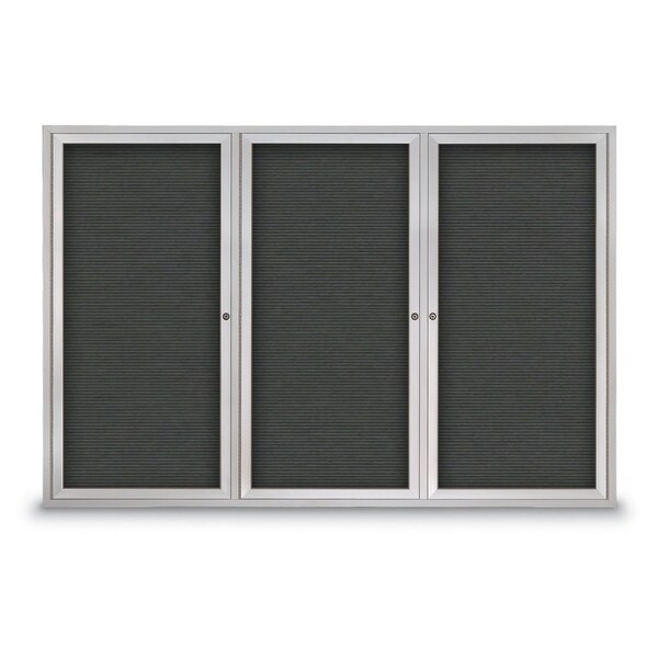 30"x36" 1-Door Enclosed Outdoor Letterboard, Grey Felt/Satin Alum